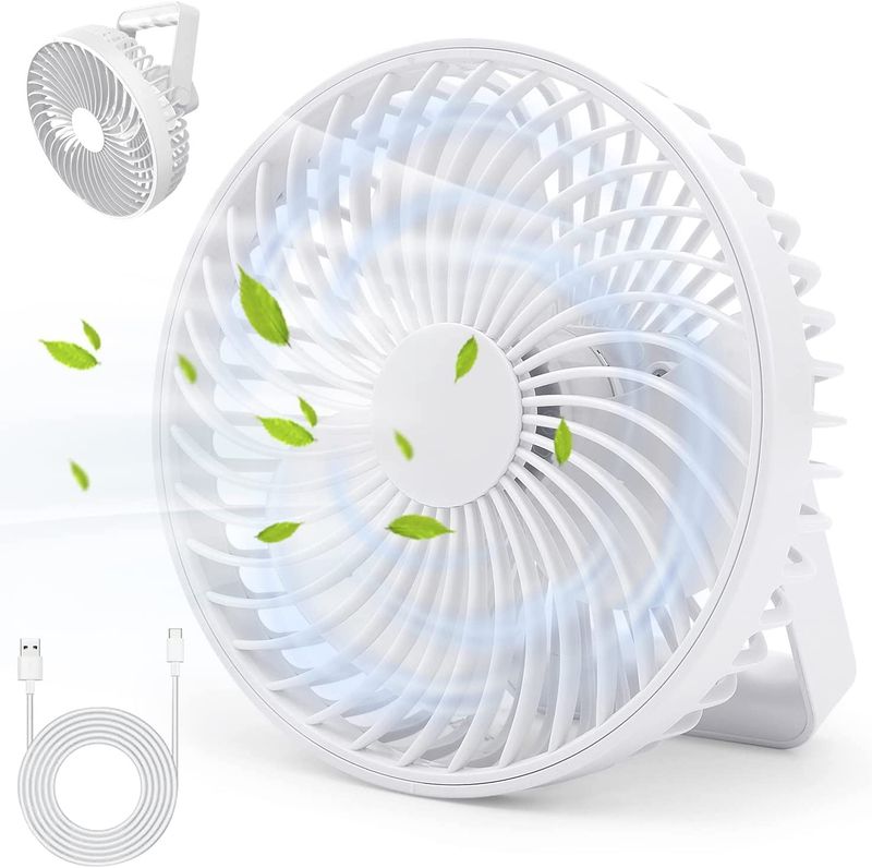 Ventilatore da campeggio portatile per tenda da esterno ricaricabile a LED multifunzionale (bianco)_voghion.com