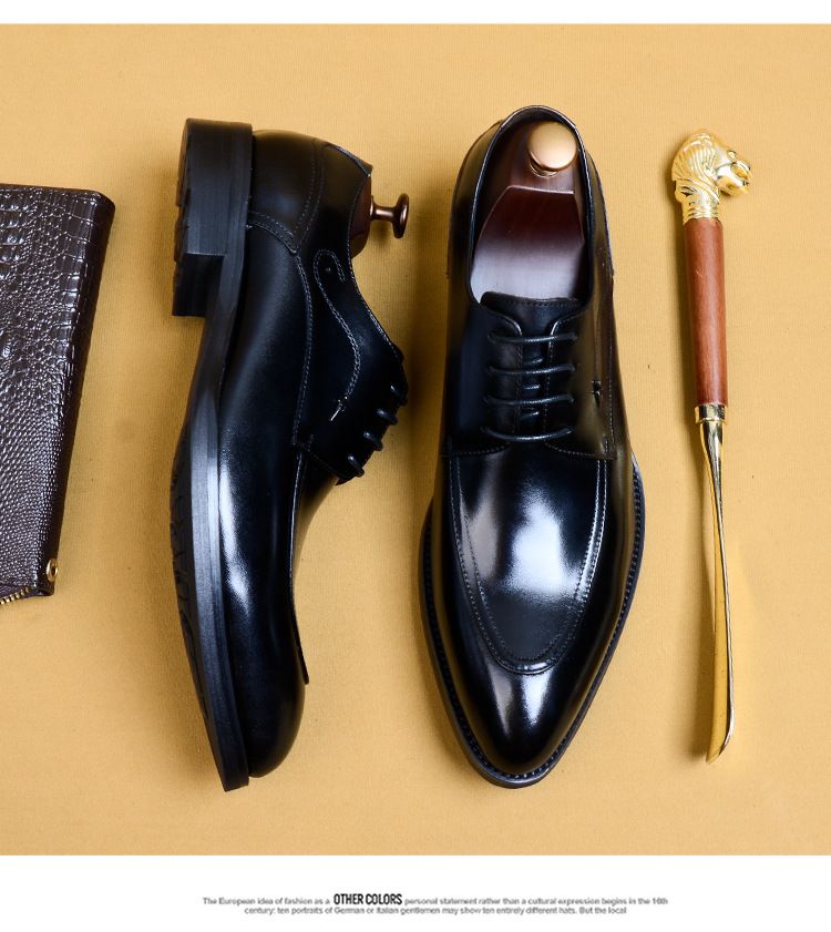 Schwarze Lederschuhe Herren Leder spitzer Schnürschuh Business Kleid Herren Britische Hochzeit Bräutigam Herrenschuhe Derby Schuhe Großhandel_voghion.com
