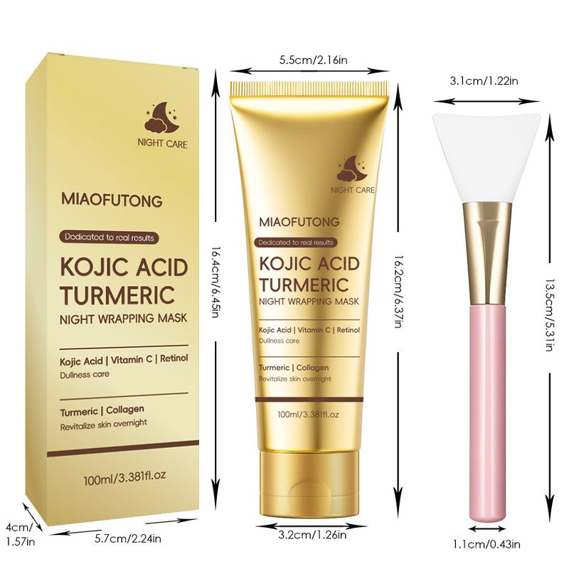 Maschera avvolgente notturna all'acido cogico e curcuma, la più venduta, per la pulizia, il ringiovanimento e l'illuminazione della pelle._voghion.com