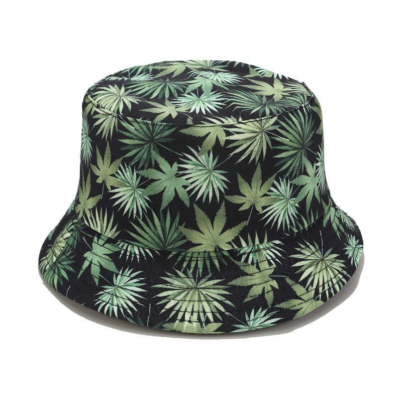 Visiera da alpinismo per esterni da donna con stampa a foglie bifacciale, cappello da pescatore, cappello da uomo per gite estive_voghion.com