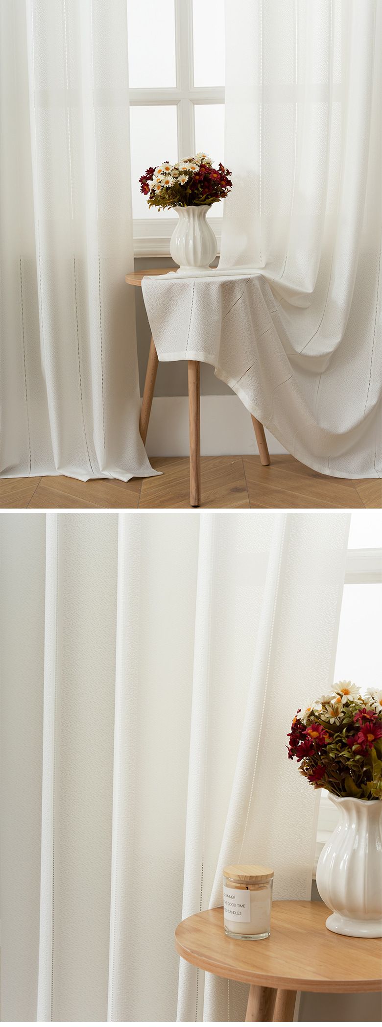 Transparente Vorhänge aus Leinen-Voile für Fenster – Moderne gestreifte Polyester-Rollos für Wohnzimmer, Schlafzimmer, Balkon (140 x 100/160/200/260 cm)_voghion.com