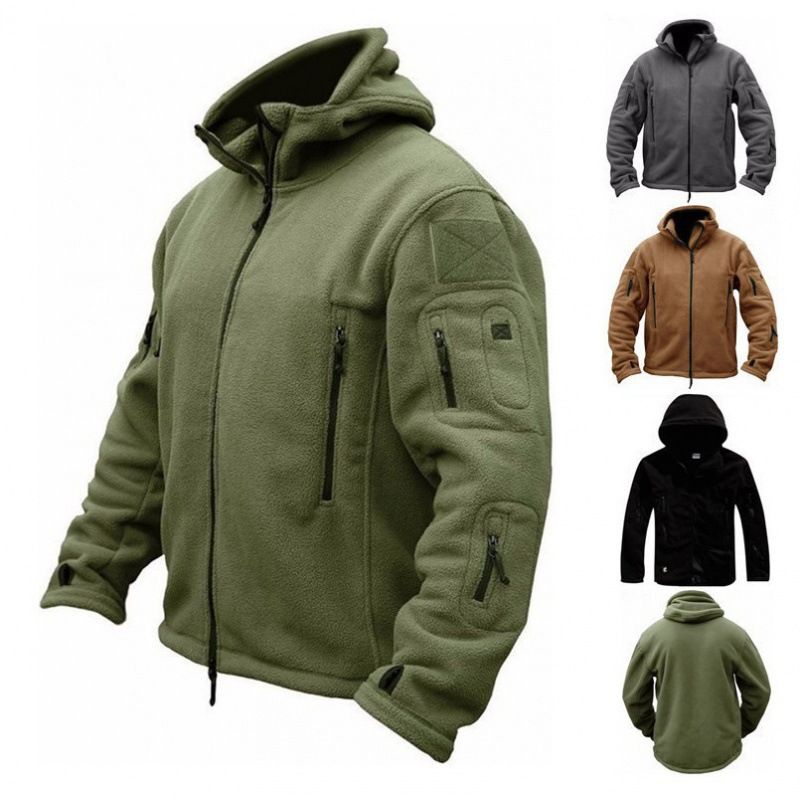 Giacca antivento con cappuccio, tinta unita, da uomo, in pile termico interno, antifreddo_voghion.com