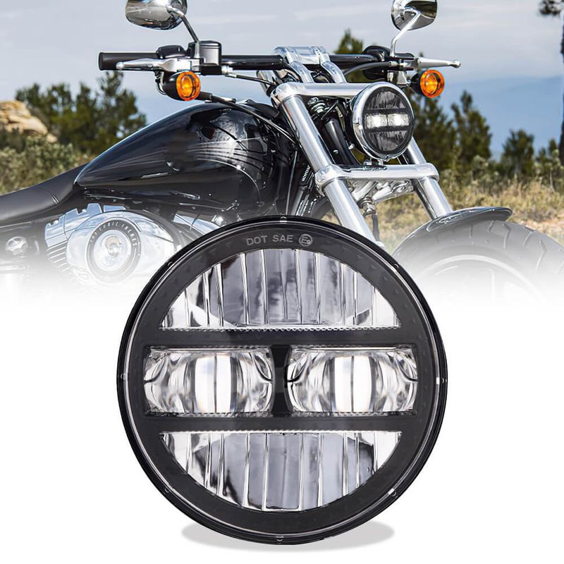 50W 5.75" Motorcycle LED Headlights For Harley Davidson Sportster 1200 883 Dyna With Round Projector Driving Light Waterproof_voghion.com