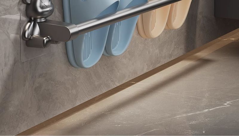 Bathroom No-Drill Slipper Toilet Storage Wall-Mounted Drainage Rack Shoe Organizer Magic Tool_voghion.com