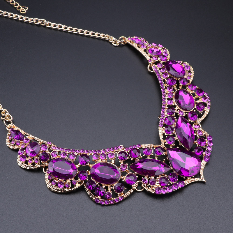 Set di gioielli da donna, da sposa, collana e orecchini pendenti con cristalli a goccia d'acqua a forma di goccia d'acqua_voghion.com
