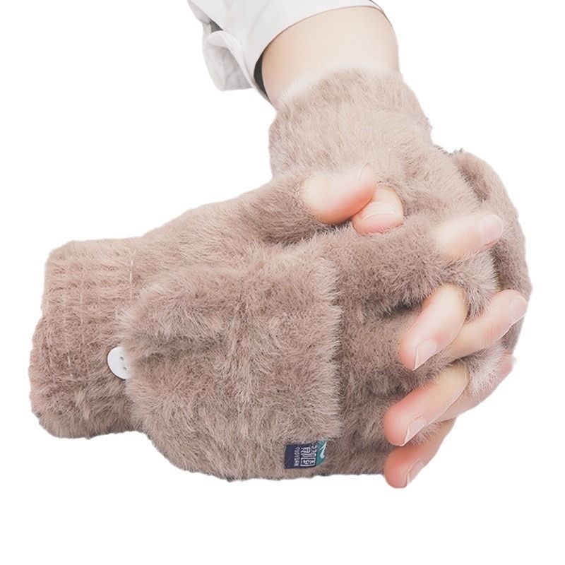 Bestseller: Klassische Halbfinger-Klappmütze, warm, für Herbst und Winter, fingerlos, zum Reiten, Schreiben, einteilig, Dropshipping, Plüsch_voghion.com