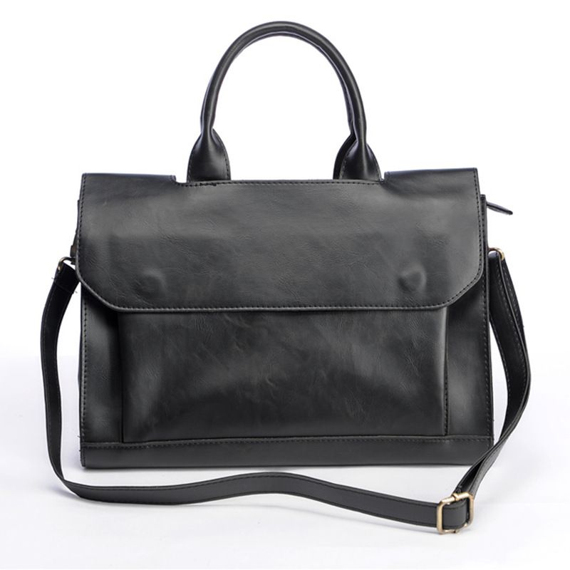 Retro simple handbag, new Korean version men's bag shoulder messenger bag, trendy business computer file bag_voghion.com