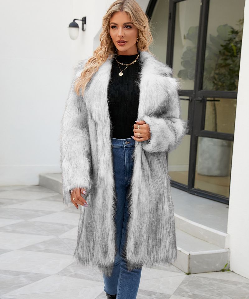 Women's Clothing Faux Fur Coat Artificial Fur Coat Imitation Fox Fur Coat Suit Collar Coat_voghion.com