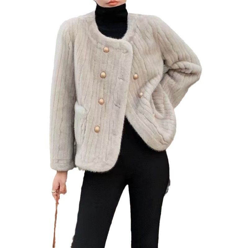 Mantel Für Frauen 2024 Herbst Winter Neue Nerz Pelz Kurze Zweireiher Stil_voghion.com
