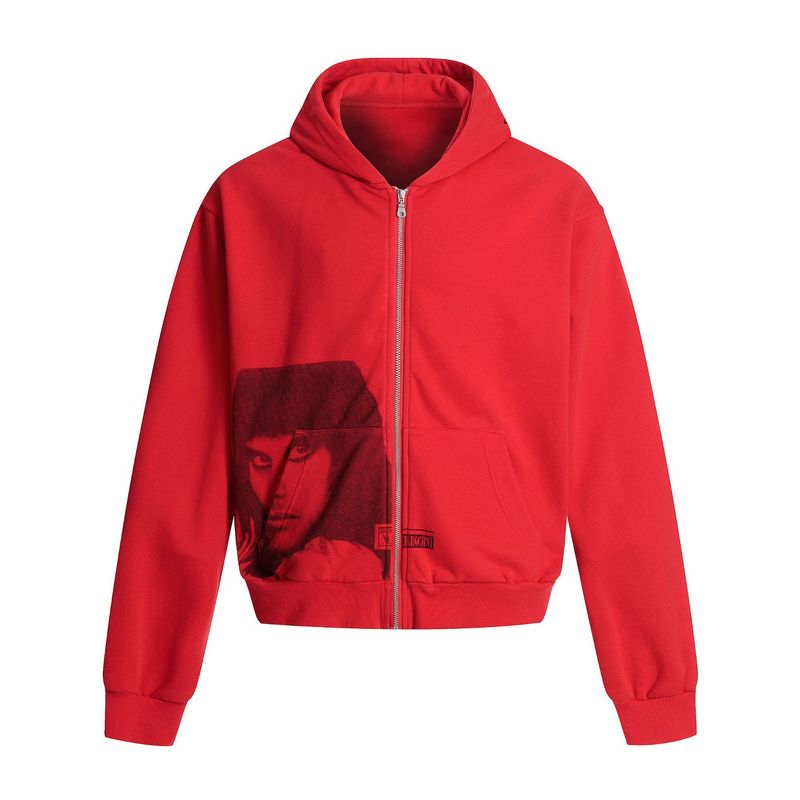 Felpa con cappuccio e stampa di personaggi di strada, giacca casual con cerniera, primavera-autunno da uomo_voghion.com