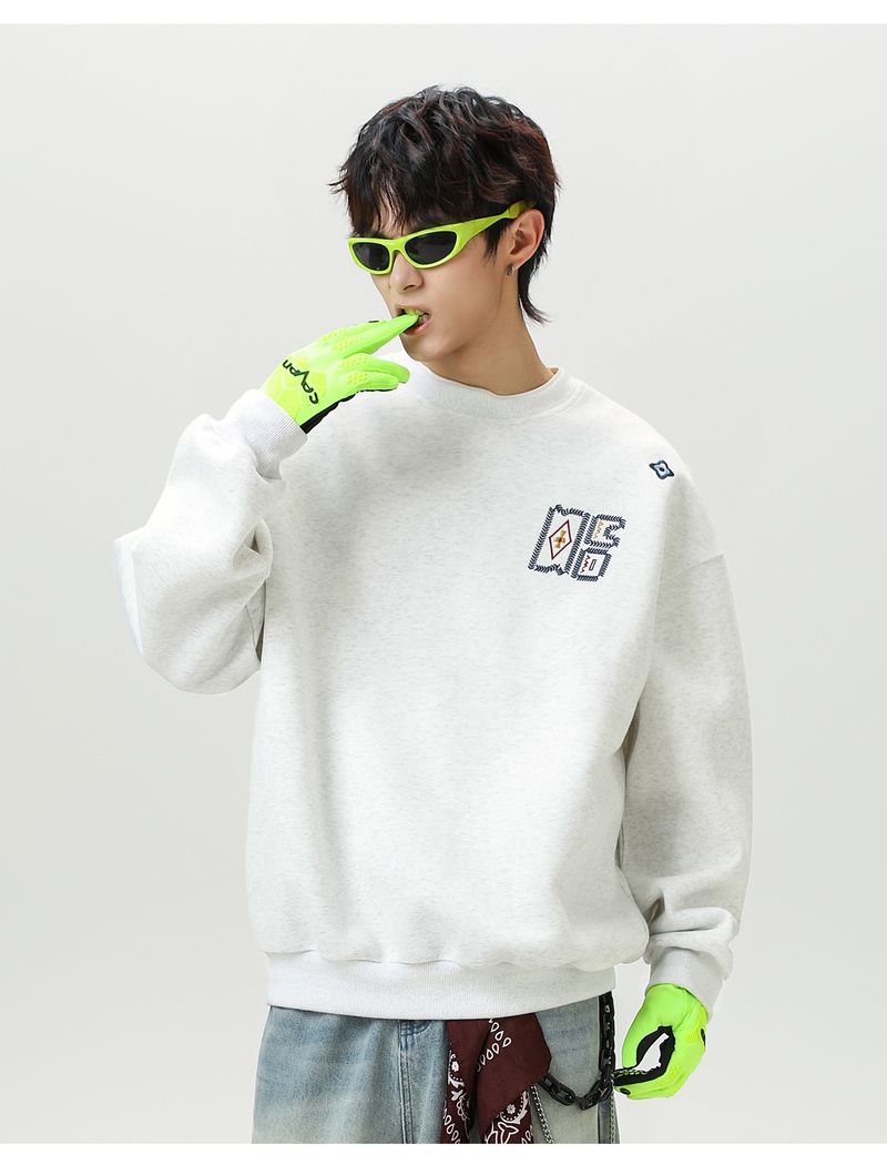 Men's Heavyweight Crewneck Sweatshirt Ethnic Color Block Embroidery Streetwear Pullover Fall Casual Top_voghion.com