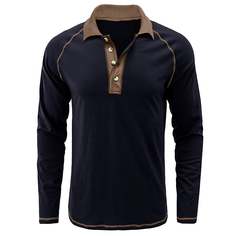 Herren Langarm Revers T-Shirt Herren Poloshirt Herren Herbst Unterhemd Top_voghion.com