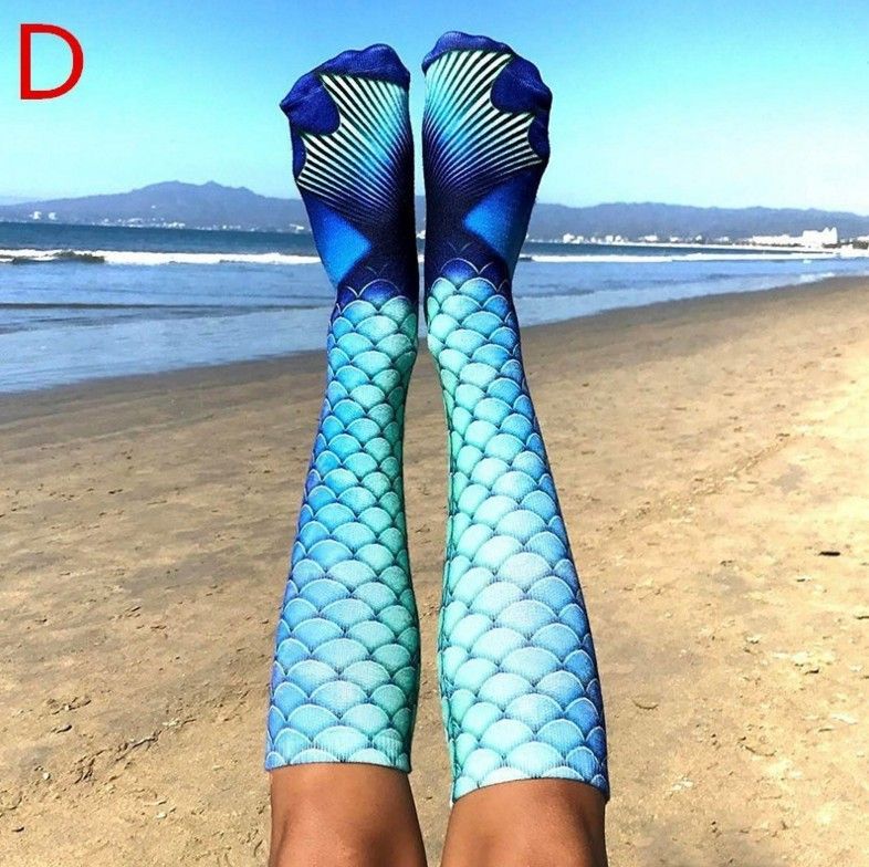 Unisex 3D bedruckte Socken Kniestrümpfe Socken mit Meerjungfrauen-Print_voghion.com