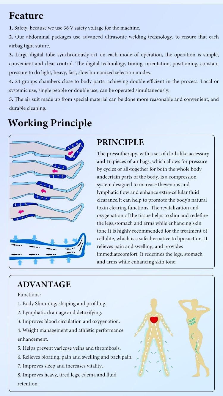 Professionelle Pressotherapie-Hine Purle Lymphatische Massagegerät Arme Schultern Bauch Beine Taille Luftkompression Fuß_voghion.com