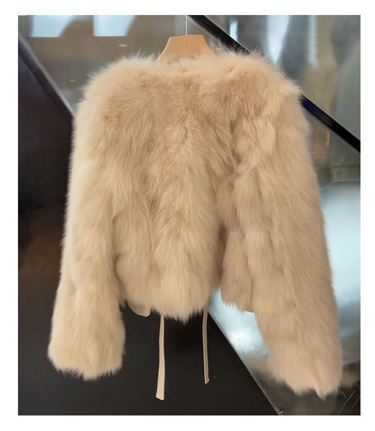 Dicker Pelzmantel für Damen, Y2K-Mode, Streetwear, Schnürung, flauschige Kurzjacke, koreanische elegante Bürodame, Fuchspelz, Parkas_voghion.com