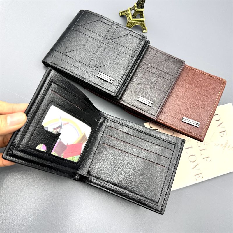 Kurze Brieftasche für Herren mit mehreren Kartenfächern, Herren-Führerschein, dünnes PU-Leder, Geldscheinklammer, Business-Geldbörse_voghion.com