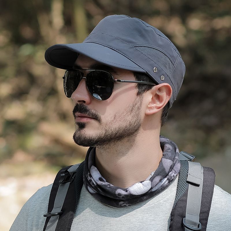 Flache Oberseite für Sommerschutz Herren Schnelltrocknende kurze Krempe Herbst-Winter-Outdoor-Sonnenhut Neue Entenschnabelkappe_voghion.com
