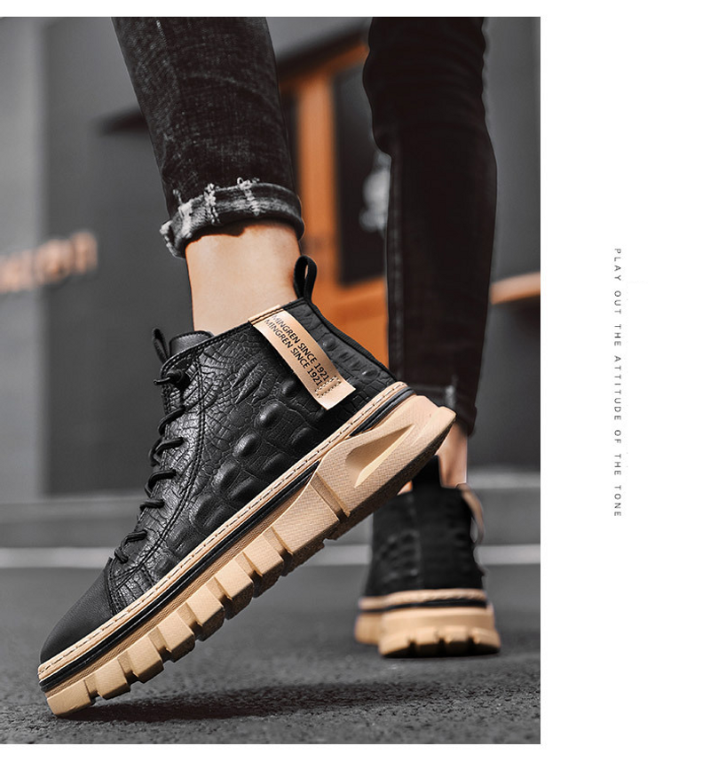 Martin støvlers high-top britisk stil ins mid-top arbejdstøj trendy 2023 efterår og vinter sorte motorcykelsko til_voghion.com