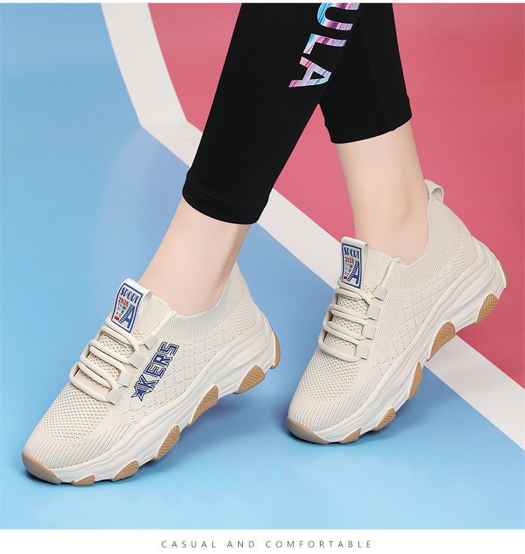 2024 Women's Spring New Single Korean Versatile Casual Comfortable Breathable Sports Increase Weight And Show Slim Mesh_voghion.com