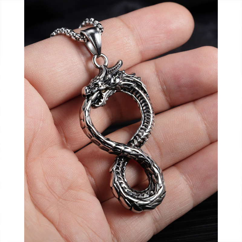 Infinity Symbol Dragon Necklace Personalized Titanium Steel Pendant_voghion.com