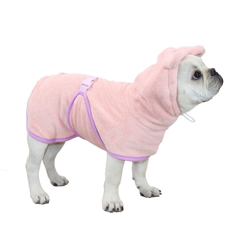 It Coral Fleece Pet With Hood Cute Design Dog Bathrobe Water Absorbent Quick-Dry Clothes_voghion.com