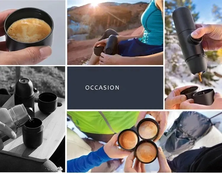 Manuelle Druckkaffeemaschine, kleine und tragbare Hand-Espressomaschine für den Einsatz im Haushalt, auf Reisen und beim Picknick_voghion.com