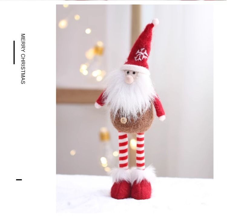 Ensemble de décorations de Père Noël modernes - Figurines de Père Noël rouge debout et à longues jambes pour sapin de Noël, fenêtre et décoration intérieure (3 pièces)_voghion.com