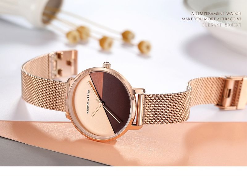 Relógio minimalista feminino com movimento de quartzo japonês, resistente à água, mostrador redondo elegante, pulseira de aço inoxidável, relógio moderno e criativo_voghion.com