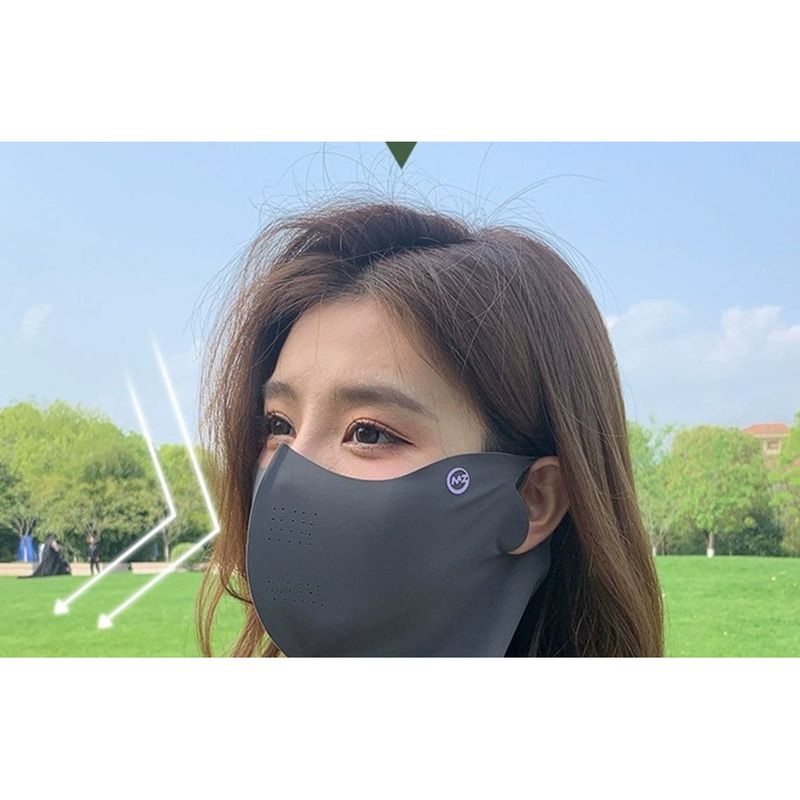 New Ice Silk Sunscreen Women's Neck Integrated Breathable Hole Riding 3D UV Protection Traceless Mask_voghion.com