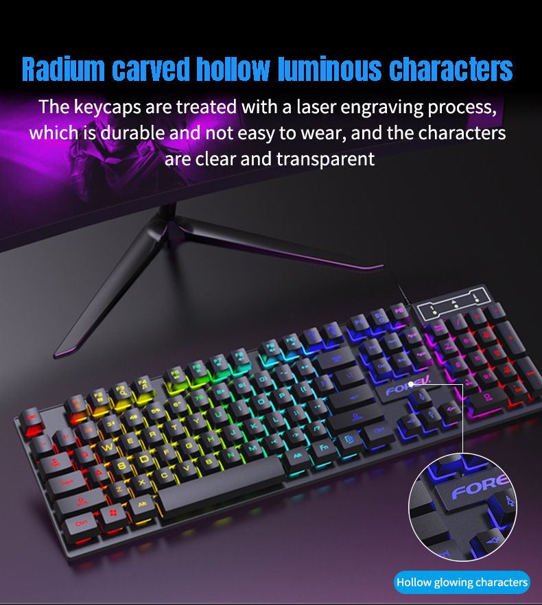 104 Keys Mechanical Wired Gaming Keyboard For Laptop Desktop Ergonomics RGB Backlit LED Keycaps PC Accessories_voghion.com