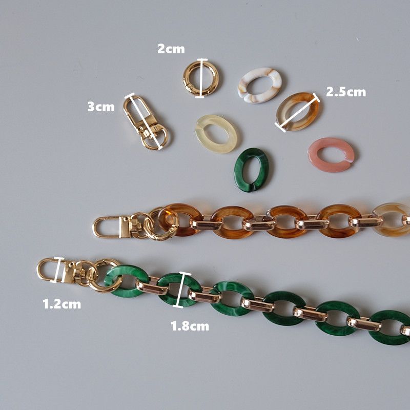 Women's Round Colorful Acrylic Resin Spring Summer Handmade Detachable Thick Bag Decoration Chain_voghion.com