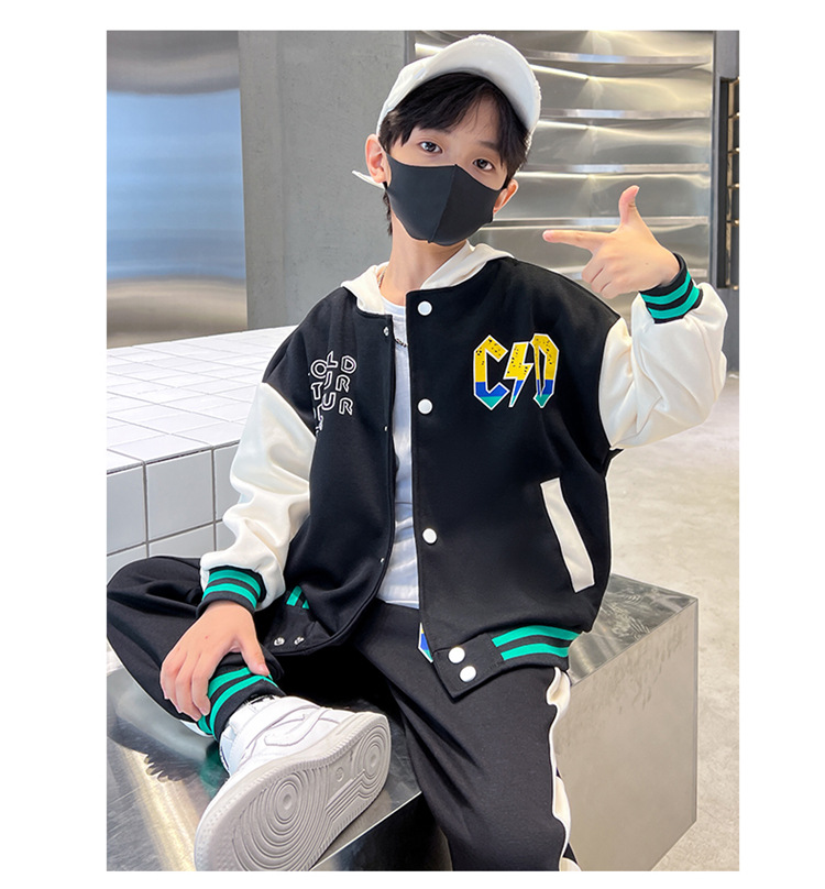 Pull de sport à capuche pour enfants, ensemble deux pièces, de taille moyenne à grande, vêtements de printemps et d'automne, nouvelle collection 2023_voghion.com