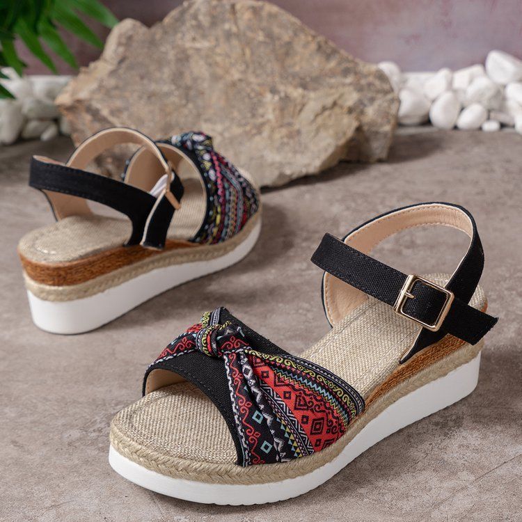 New Casual Women's Sandals With Large Bow And One-line Button_voghion.com