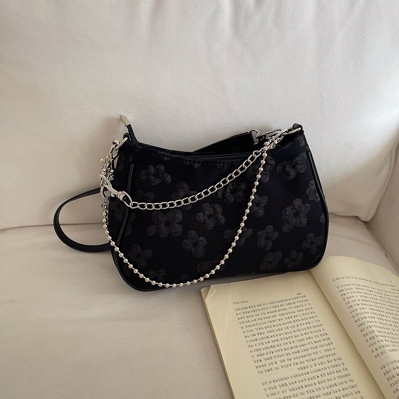 Underarm with Tidal Dark Flower Small Crowd Chain Cross body One Shoulder 2024 New Law Stick Bag_voghion.com