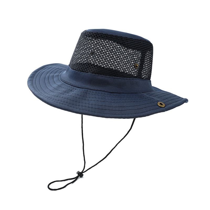 Fashion Large Brim Fisherman Cap Summer Mesh Breathable Sun Hat Outdoor Fishing Mountaineering UV Protection Visors For Men_voghion.com
