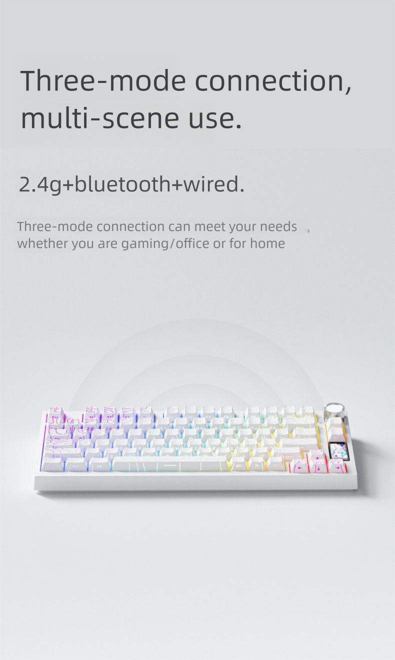 Forerunner X75 Mechanisch Toetsenbord op Maat, Drie Modi, Hot-Swappable, Zijdelings Gegraveerd, Hoogwaardig LCD-kleurenscherm_voghion.com