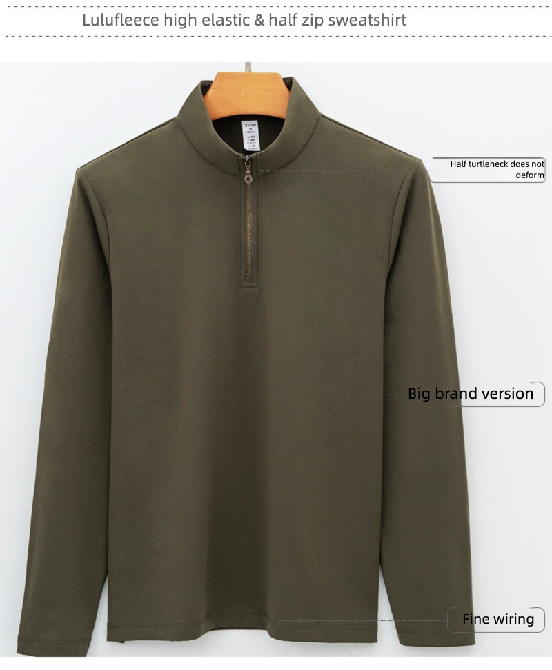 Hochwertiges Langarm-Shirt im Lulu-Stil aus Thermo-Fleece und Nylon mit hoher Elastizität für Herren, Sport-Sweatshirt mit halbem Reißverschluss für Herren_voghion.com