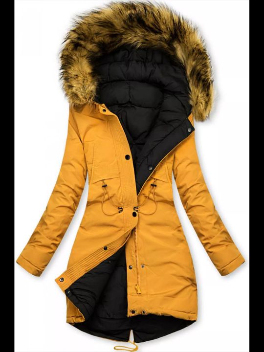 Premium Cotton Hooded Winter Coat For Women – Slim Fit, Rabbit Fur Trim, Zip-Up (XS-XXXXL, 4 Colors)_voghion.com