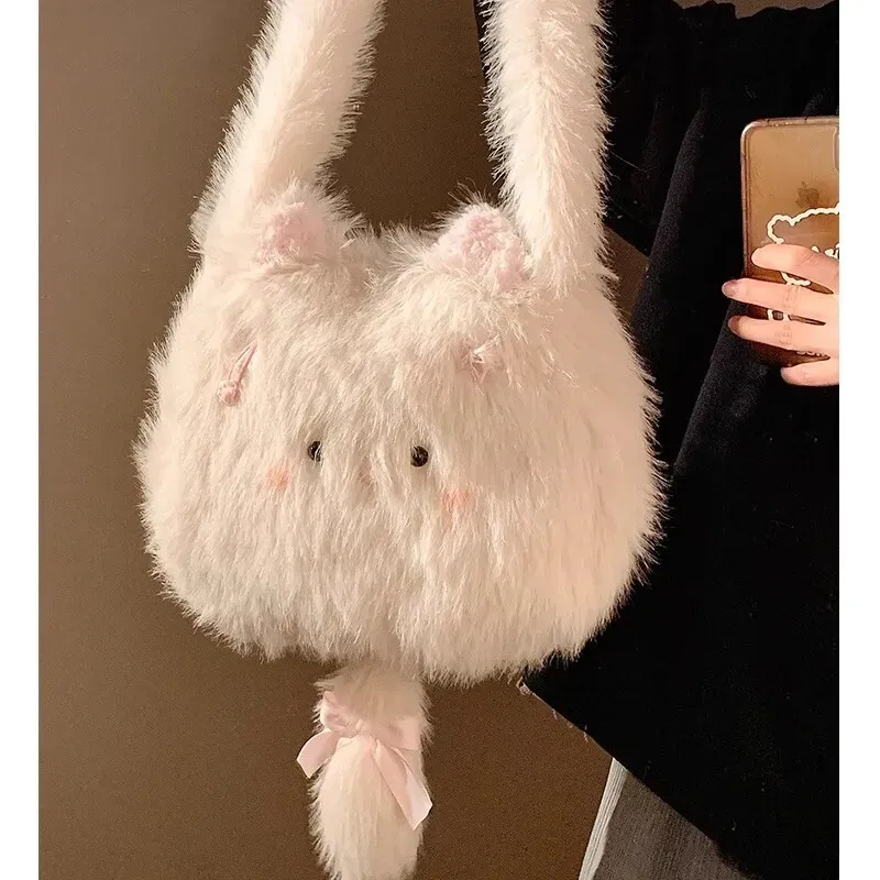 Taschen Designer Niedliche Plüschkatzenhandtasche Für Frauen Im Herbst Und Winter Große Kapazität Schulter Schöne Mädchen S Reise_voghion.com