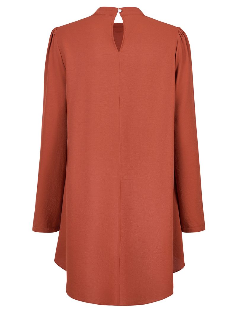 Abbigliamento da donna, camicia in due pezzi finta a maniche lunghe, tinta unita, collo semi-alto, casual, da donna_voghion.com