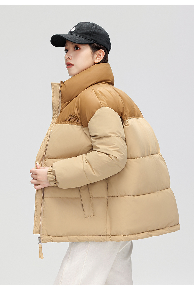Unisex Color-Block Puffer Jacket - Lightweight Quilted Coat With Relaxed Fit For Men & Women_voghion.com