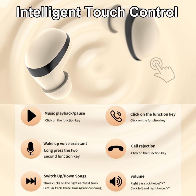 Bluetooth 5.3 Mini Headphones Invisible Earbuds TWS Wireless Headsets HiFi Stereo Sports Noise Reduction Earphones_voghion.com