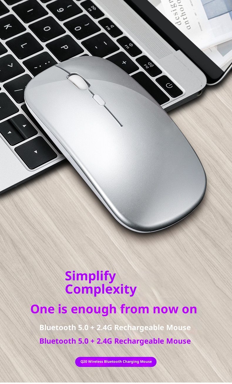 Mouse da ufficio silenzioso e luminoso Digitex 2.4G Bluetooth Wireless Dual Mode compatibile con la ricarica del laptop_voghion.com