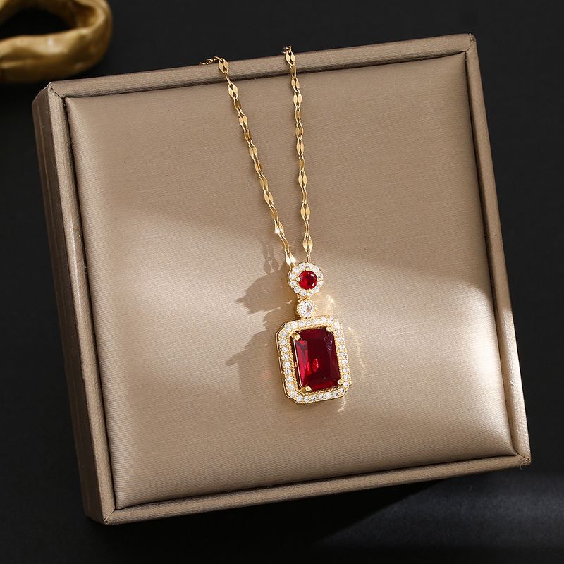 emerald zircon niche earrings pendant high end set no fading titanium steel clavicle chain jewelry_voghion.com