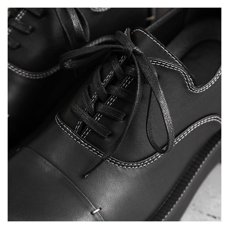 Niche – Weiße E Big Head Vibe – Lässige Derby-Schuhe mit dicker Sohle_voghion.com