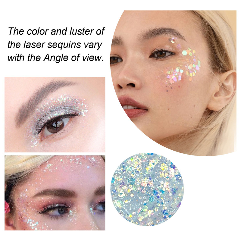 gel EELHOE sequin set makeup fish scale sequin gel glitter stage performance eye shadow makeup props_voghion.com