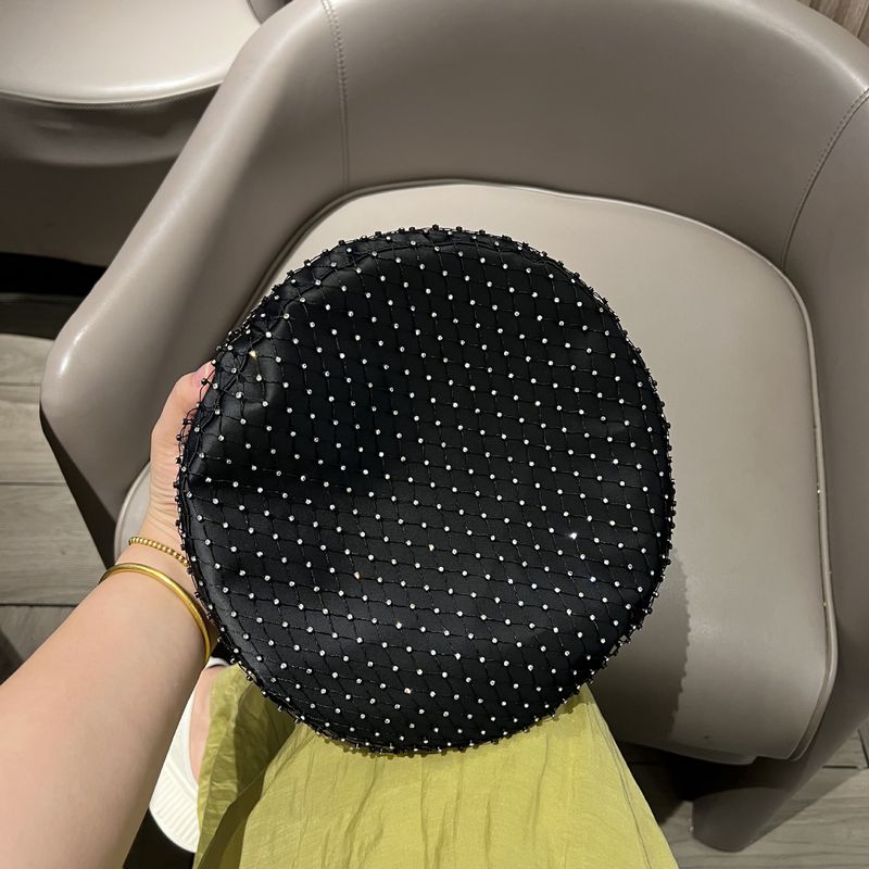 New Arrivals Mesh Full Diamonds Beret Rhinestone Women's French Painter Hats Pumpkin Hat All-month Female Berets Caps_voghion.com