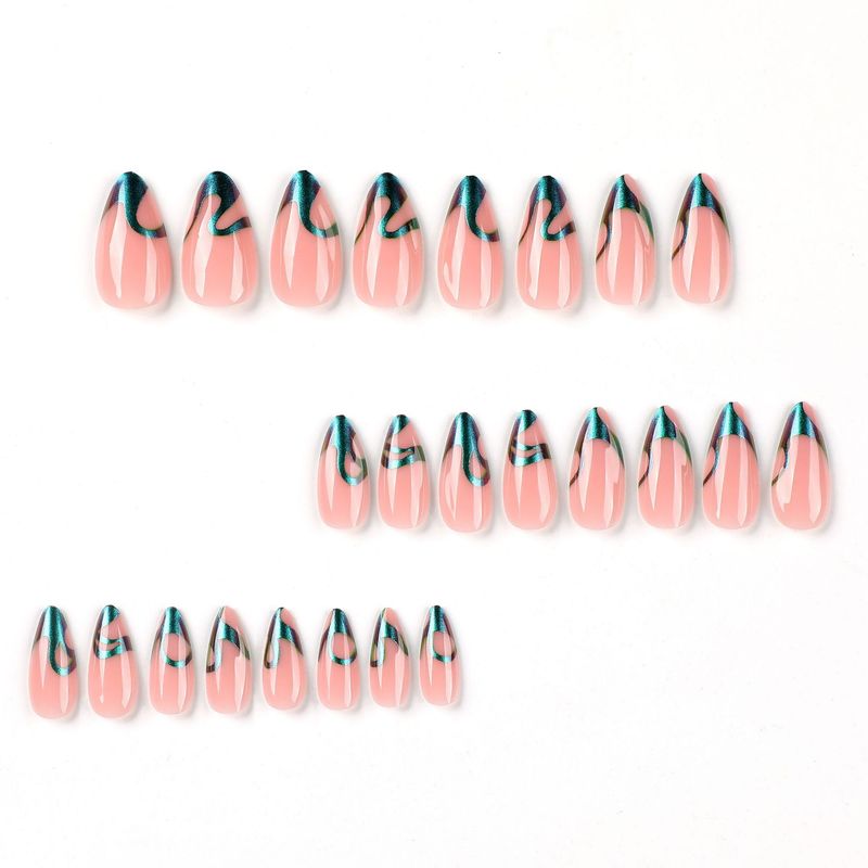 Usando pó de glitter camaleão, pratos franceses e produtos de unhas finalizados, pressione as unhas_voghion.com