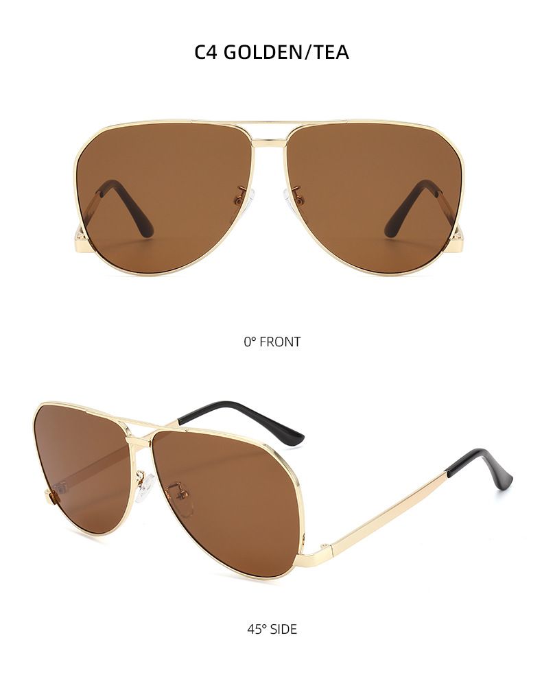 New Style Metal Frame Hollow Double Beam Low Foot Frog Mirror Sun Protection Sunshade Sunglasses E Commerce Sunglasses_voghion.com