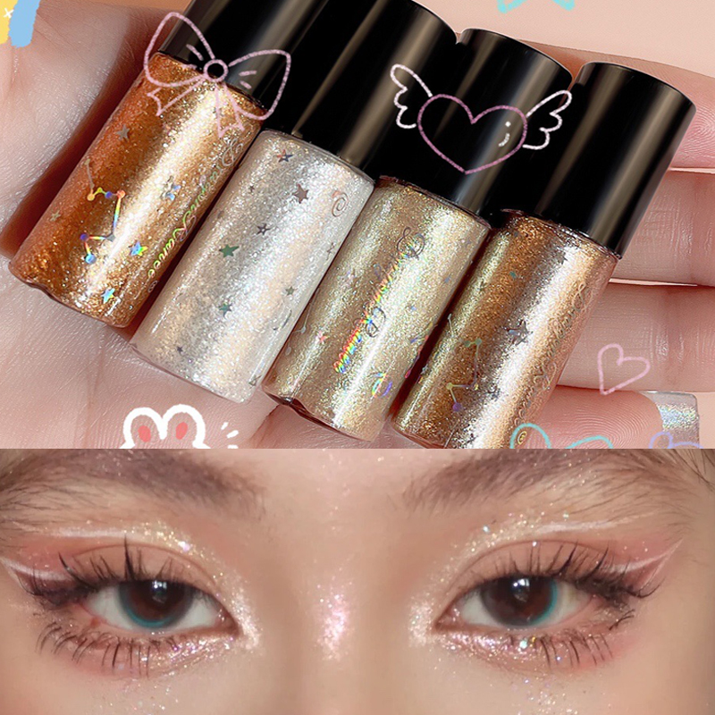 Cores líquidas 5 sombra destaque lantejoulas glitter sombra de olho perolado deitado bicho da seda à prova dwaterproof água lasti_voghion.com